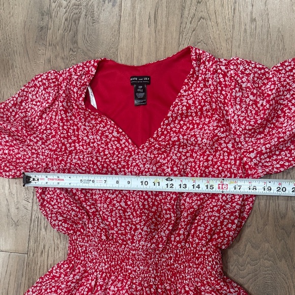 Kate and Lily Red Floral Midi Dress Size 12P - Picture 2 of 10